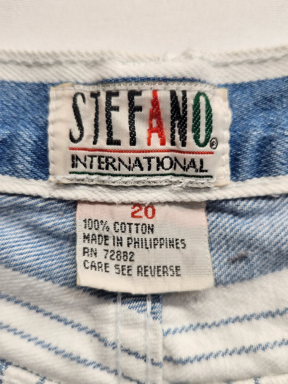 ⭐️Vintage 90s Stefano International Striped Denim Bow Mom Shorts High Waist 20